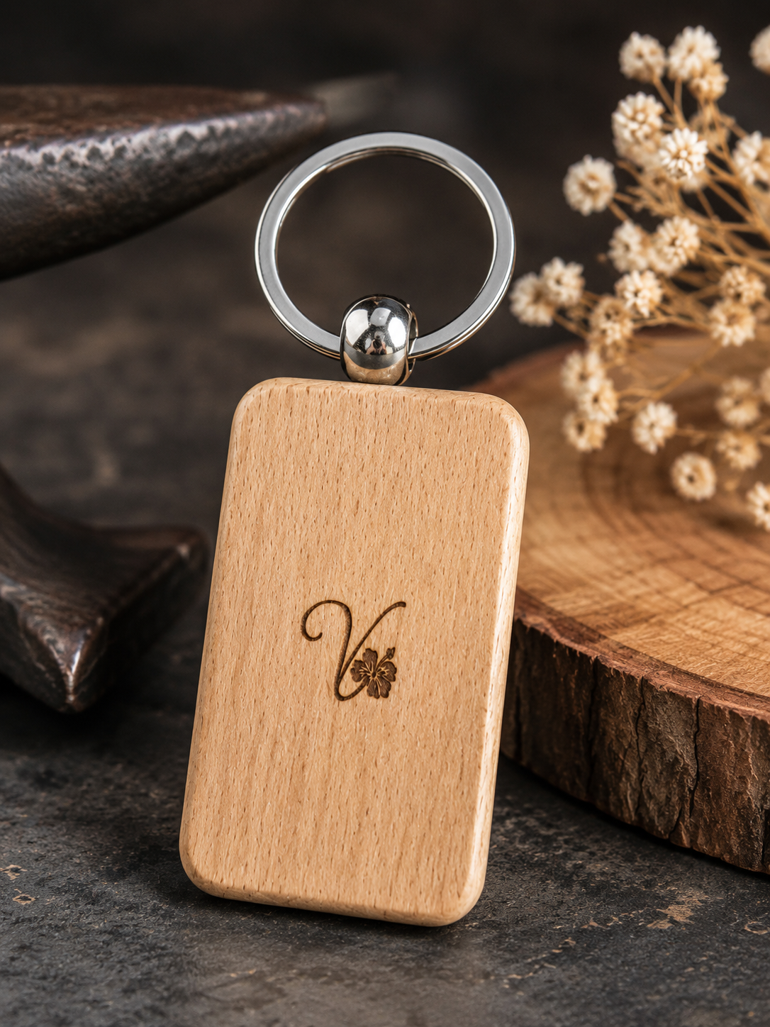 Porte clés gravé sur Bois de Hêtre Logo La Valserantine.png