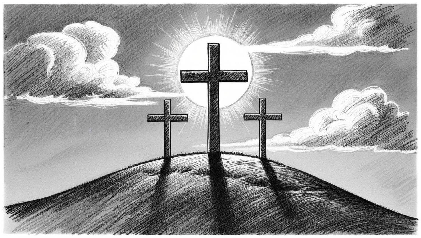 3Christiancrossesonahillwithcloudsbehindwithsunshiningonthemiddlecross.jpg