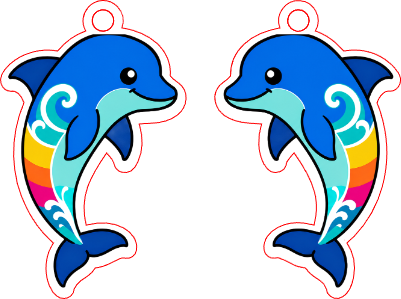 Colorful Dolphin Earrings Print and Cut.xs