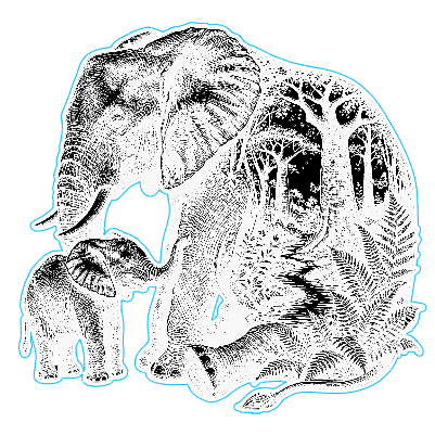 Elephant and baby engraving.xs