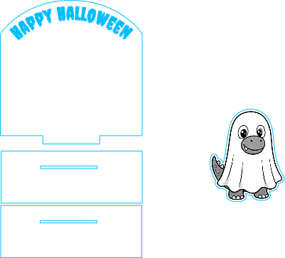 Dinosaur Ghost Happy Halloween sign.xs