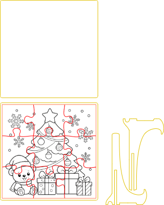 Bear under Christmas tree puzzleframe.xs