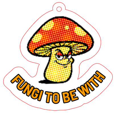 Halftone fungi bag charm - print and cut pine plyw.xs