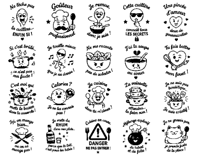 Motifs cuillères rigolotes Cuisine.xs