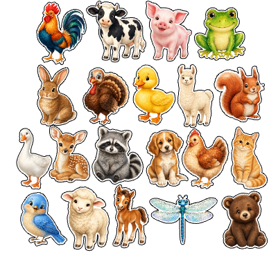 Cute Animal & Insect Print and Cut Shapes.xs