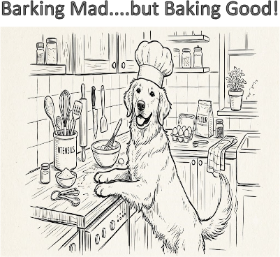 Golden Retriever Baking in Kitchen.xs