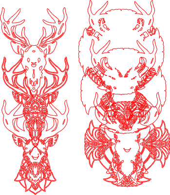 intricate deer head.xs
