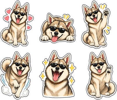 Wolfdog Jura in Sunglasses Stickers.xs