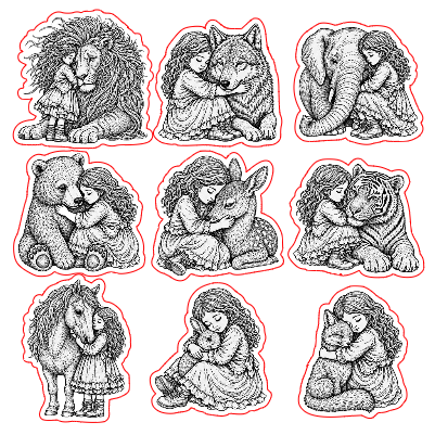 Magnets petite fille et animaux.xs