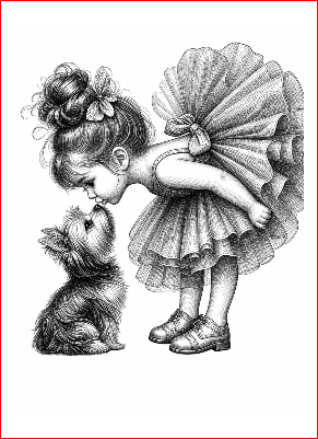 Cadre mural la petite danseuse et son chien.xs