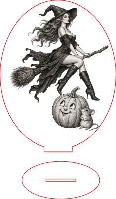 Hexe mit lustigen Kürbis und Maus.xs