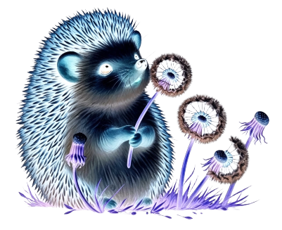 hedgehog on black tile.xs