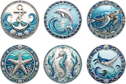 6 UV-printed coins Oceane théme.xs