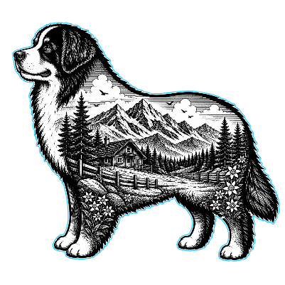 Bernese Mountain Dog Scenic Cut and Engrave.xs