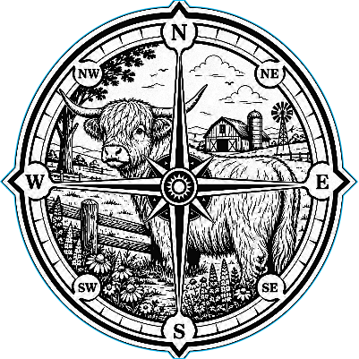 Highland Cow Compass Scenic Cut and Engrave.xs