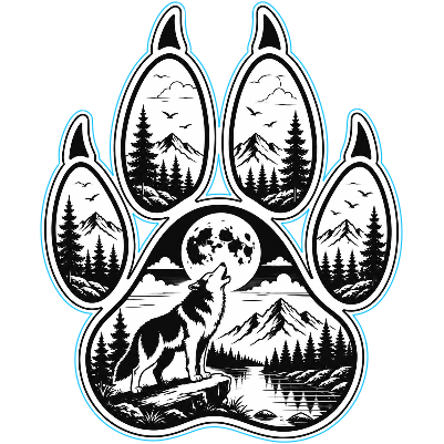 Wolf Paw Print Scenic Cut and Engrave.xs